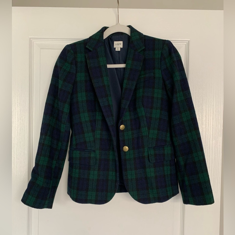 J.Crew Blackwatch Plaid Wool Blend Blazer Size 0